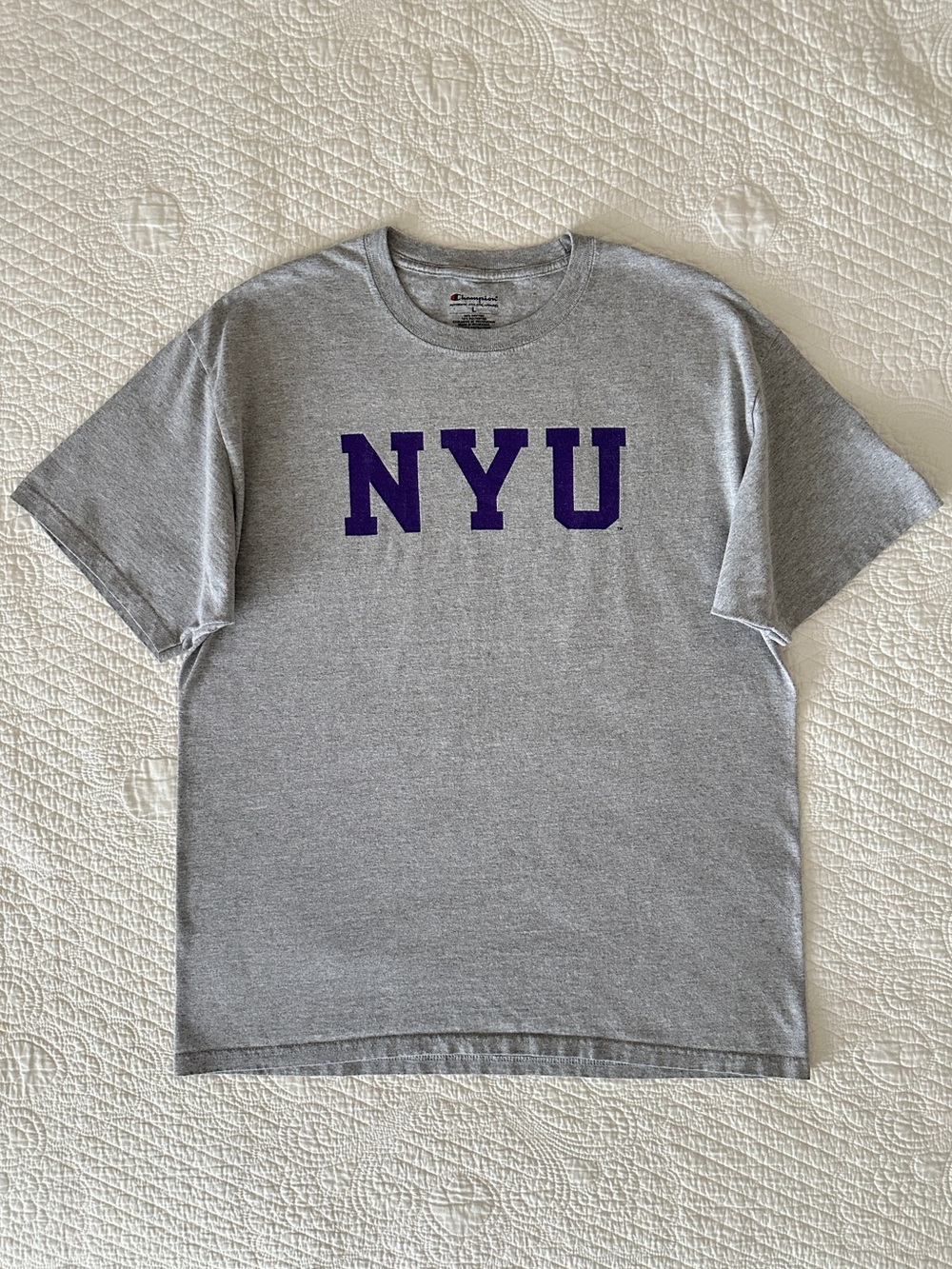 Champion NYU T-Shirt Gray Size Large